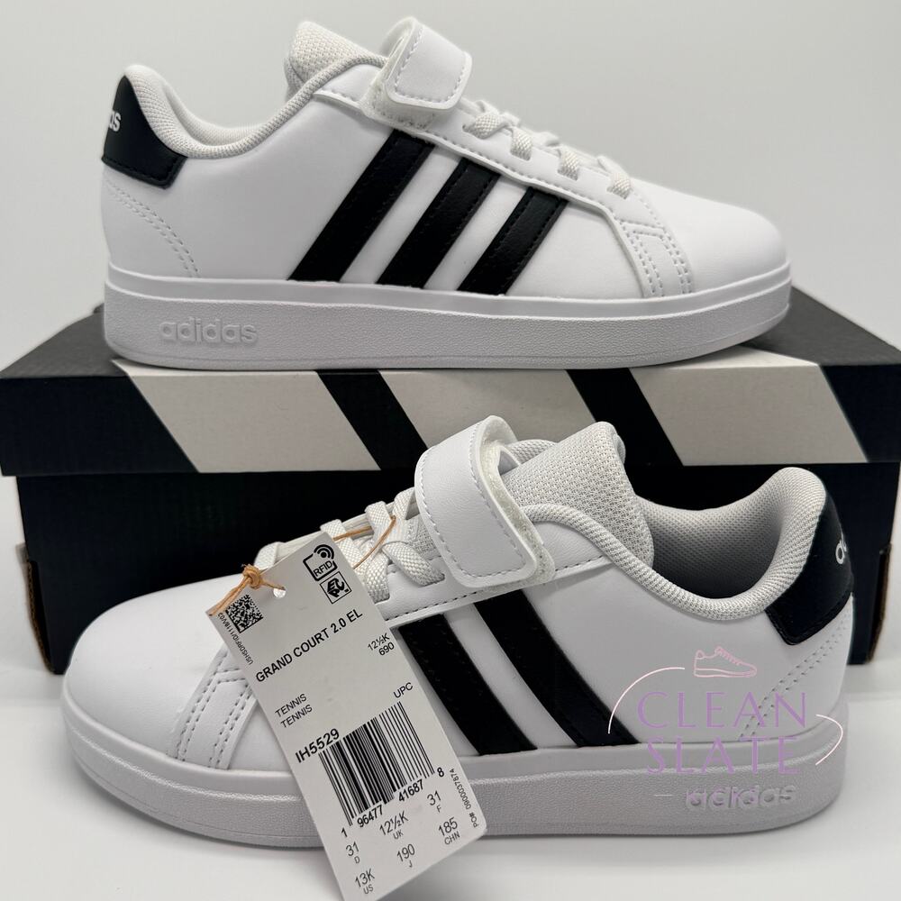 Adidas Grand Court 2.0 EL White/Black Kids 13K NIB/NWT - Picture 3 of 6